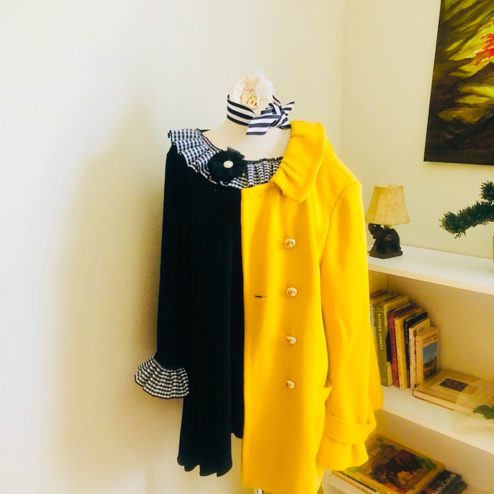 Mustard Yellow Fall Winter Coat with Gold Buttons